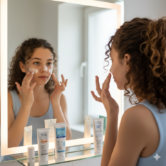 Teen washing face with foam cleanser – best skincare for teens